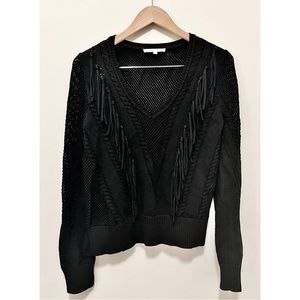 MAJE V-neck Fringe Sweater